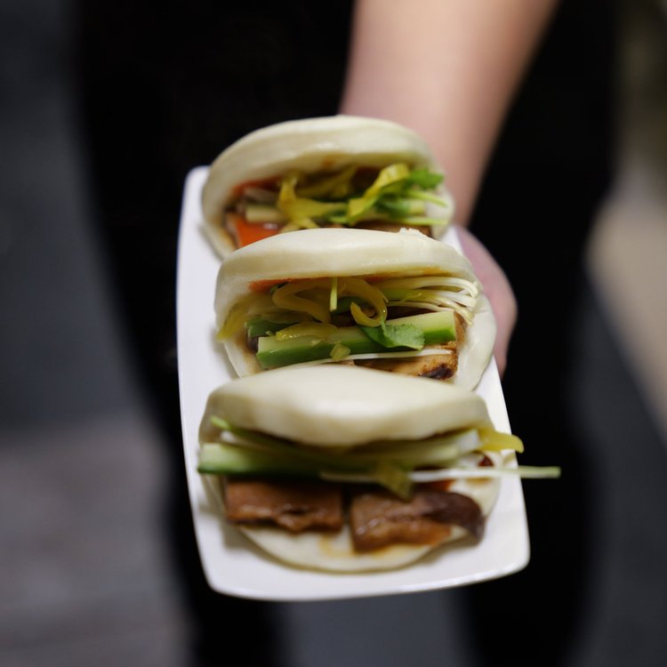 Steamed bao sliders with pork belly