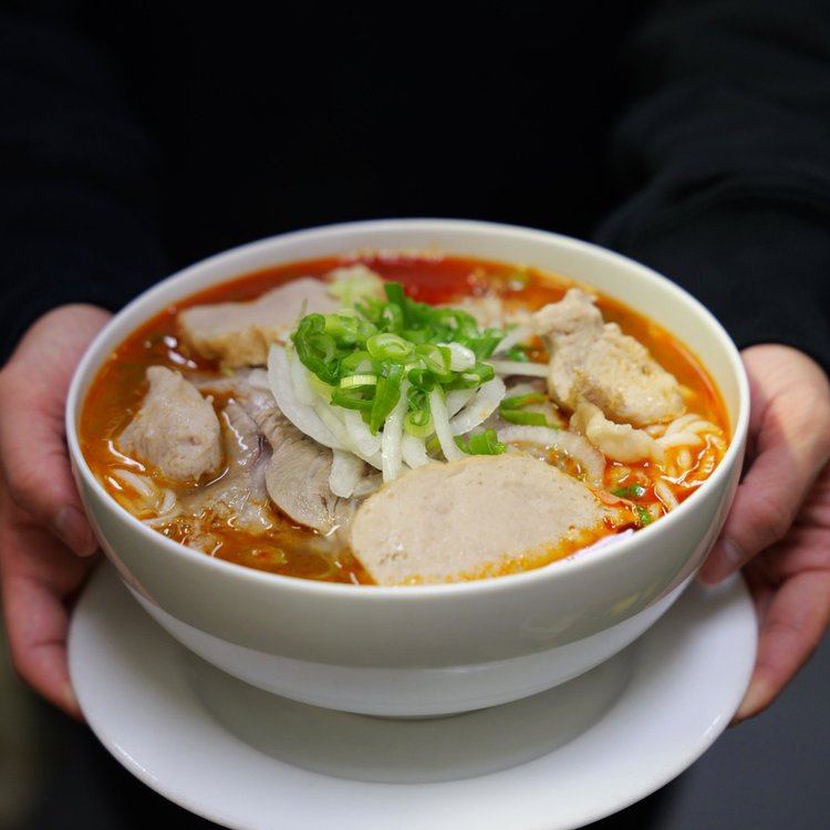 Bun bo hue spicy lemongrass beef noodle soup