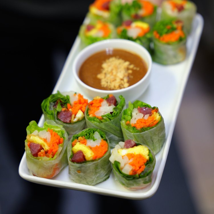 Phnom Penh rolls with Chinese sausage and egg